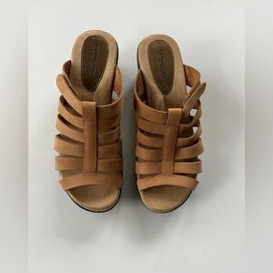 Tan Leather Croft & Barrow Mule Sandals Women’s 10